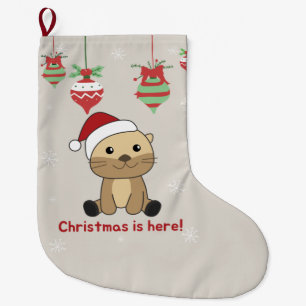 Grande Chaussette De Noël Otter Snow Winter Animals Otter Large Ch