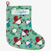 Grande Chaussette De Noël Où Sont Mes Gnomies ? Mousse vert Gnome-Mer (Devant)