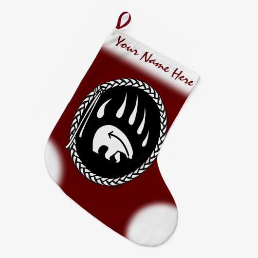 Grande Chaussette De Noël Ours Noël Stocker Lavette Ours Amérindien Stocker (Devant (Accrochage))