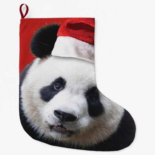 Grande Chaussette De Noël Ours panda du père noël (Devant)