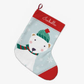 Grande Chaussette De Noël Ours polaire douillet (Devant (Accrochage))