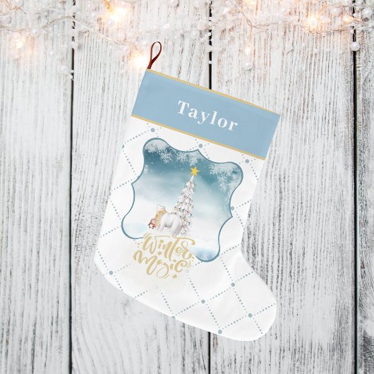 Grande Chaussette De Noël Ours polaire et manchot de Noël Stocker