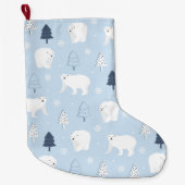Grande Chaussette De Noël Ours polaires mignons (Devant)