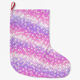 Grande Chaussette De Noël Paillettes rose et mauve Bling