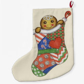 Grande Chaussette De Noël Pain d'épice Garçon Stocking (Dos)