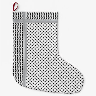 Grande Chaussette De Noël Palestinian Black & White Keffiyeh Stocking