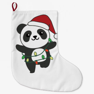 Grande Chaussette De Noël Panda Noël Animaux d'hiver Pandas Grand Christ