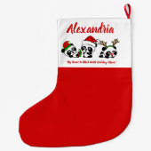 Grande Chaussette De Noël Pandas de Noël personnalisés (Dos)