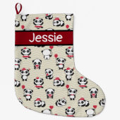 Grande Chaussette De Noël Pandas Whimsical personnalisable (Devant)
