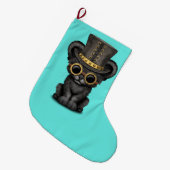 Grande Chaussette De Noël Panthère noire mignonne CUB de Steampunk (Devant (Accrochage))