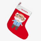 Grande Chaussette De Noël Papi sur rouge (Devant (Accrochage))