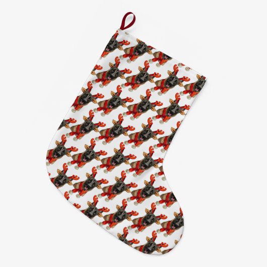 Grande Chaussette De Noël Papier à envelopper pour chien malinois de Noël (Devant (Accrochage))