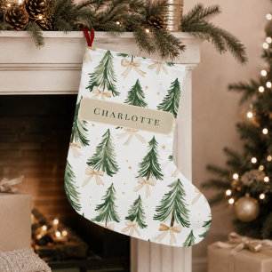 Grande Chaussette De Noël Papier d'emballage d'arbre de Noël à l'aquarelle