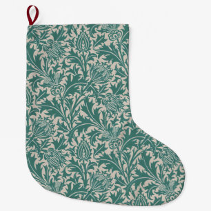 Grande Chaussette De Noël Papier peint vintage Thistle bleu sarcelle de Will