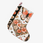 Grande Chaussette De Noël Papillons, Coeurs et Fleurs (Devant (Accrochage))