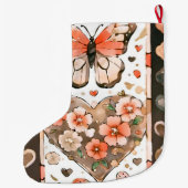 Grande Chaussette De Noël Papillons, Coeurs et Fleurs (Dos)