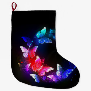 Grande Chaussette De Noël Papillons de nuit Neon brillants sur arrière - pla