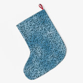 Grande Chaussette De Noël Parties scintillant Empreinte de léopard bleu turq (Dos (Accrochage))