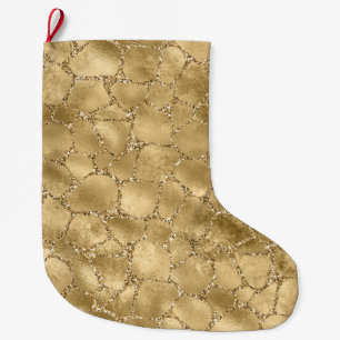 Grande Chaussette De Noël Parties scintillant en or Giraffe 