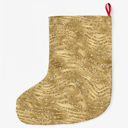 Grande Chaussette De Noël Parties scintillant Glam Glitzy Gold Zebra Print   (Dos)