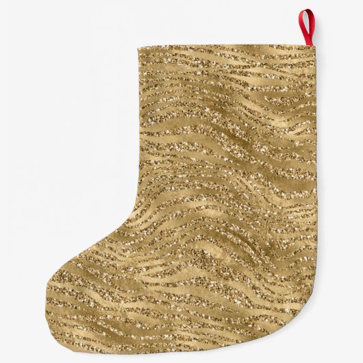 Grande Chaussette De Noël Parties scintillant Glam Or Zebra Print (Dos)