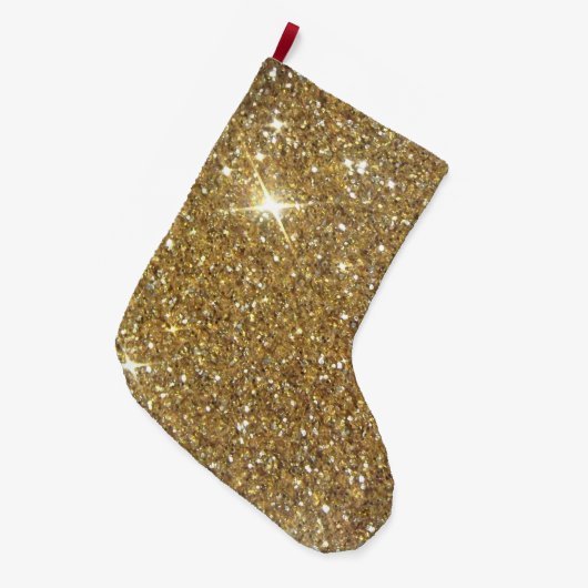 Grande Chaussette De Noël Parties scintillant Gold de luxe Imprimer (Devant (Accrochage))
