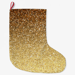 Grande Chaussette De Noël Parties scintillant Gold Faux Ombre