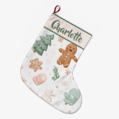 Grande Chaussette De Noël Pastel Joyful Holiday Pattern | Christmas Stocking (Devant (Accrochage))