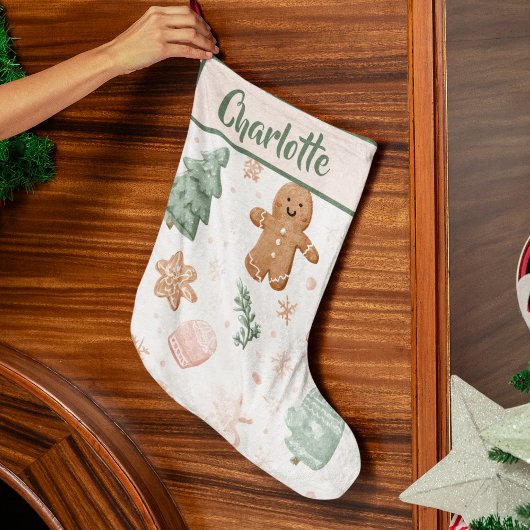 Grande Chaussette De Noël Pastel Joyful Holiday Pattern | Christmas Stocking