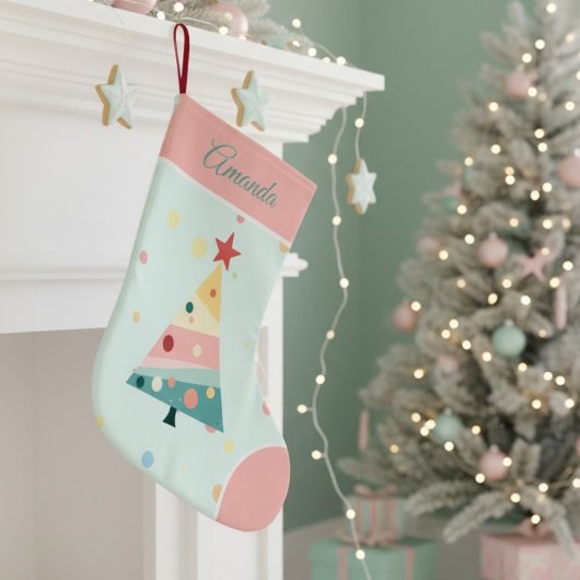 Grande Chaussette De Noël Pastel Whimsical Polka Dot