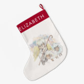 Grande Chaussette De Noël Pasteur de Noël Ange avec agneaux (Dos (Accrochage))