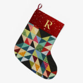 Grande Chaussette De Noël Patchwork MONOGRAM Noël Stocker traditionnel (Devant (Accrochage))