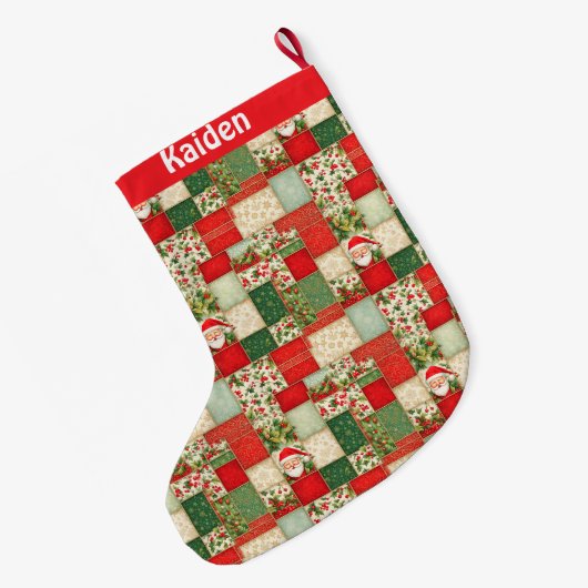 Grande Chaussette De Noël Patchwork Noël (Dos (Accrochage))
