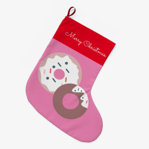Grande Chaussette De Noël Pâtisserie Sprinkles Donuts de Noël Joyeux Noël