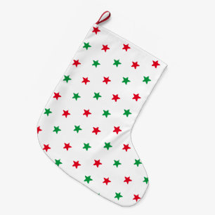 Grande Chaussette De Noël Patriotique rouge blanc et vert étoiles motif