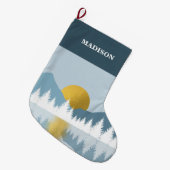 Grande Chaussette De Noël Paysage Abstrait Soleil d'hiver d'or (Devant (Accrochage))