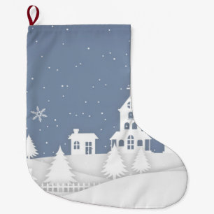 Grande Chaussette De Noël Paysage de l'église de Noël