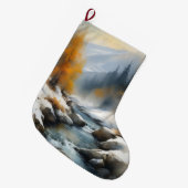 Grande Chaussette De Noël Paysage de rivière d'hiver serein (Devant (Accrochage))