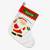 Grande Chaussette De Noël Pêcheur à la pêche (Devant (Accrochage))