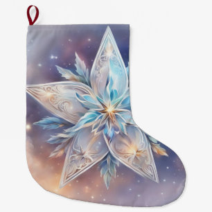 Grande Chaussette De Noël peinture pastel aquarelle étoile