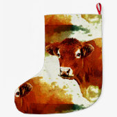 Grande Chaussette De Noël Peinture rouge de vache (Dos)