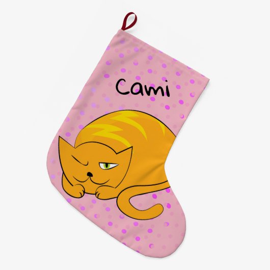 Grande Chaussette De Noël Pékin Chat orange (Devant (Accrochage))