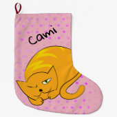 Grande Chaussette De Noël Pékin Chat orange (Devant)