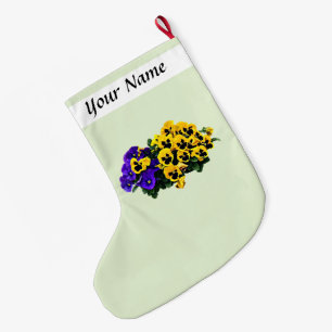 Grande Chaussette De Noël Pensées Jaune et Violet