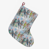 Grande Chaussette De Noël père Noël Budgies Budgie oiseau Noël Stocking (Devant (Accrochage))