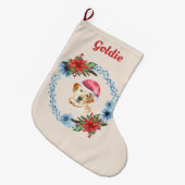 Grande Chaussette De Noël Père Noël Casquette Yellow Lab Fêtes Personnalisée (Devant (Accrochage))