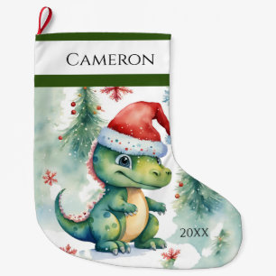 Grande Chaussette De Noël Père Noël Dinosaur