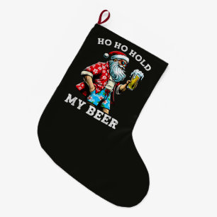 Grande Chaussette De Noël Père Noël drôle avec des lunettes de soleil et biè
