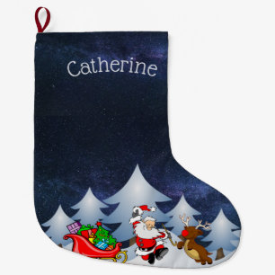 Grande Chaussette De Noël Père Noël en route