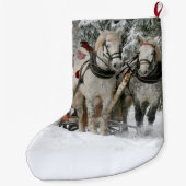 Grande Chaussette De Noël Père Noël et chevaux (Dos)